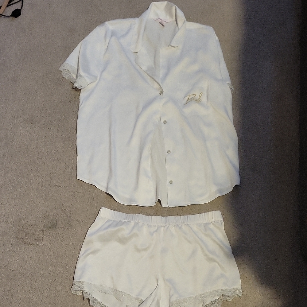 Bride Women's White Satin Pajama Set